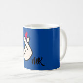 Koreaans K-pop Hand Heart Blue Monogram Koffiemok (Voorkant rechts)