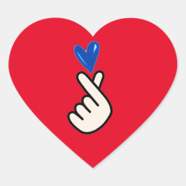 Koreaans K-pop Hand Heart Blue Red Hart Sticker