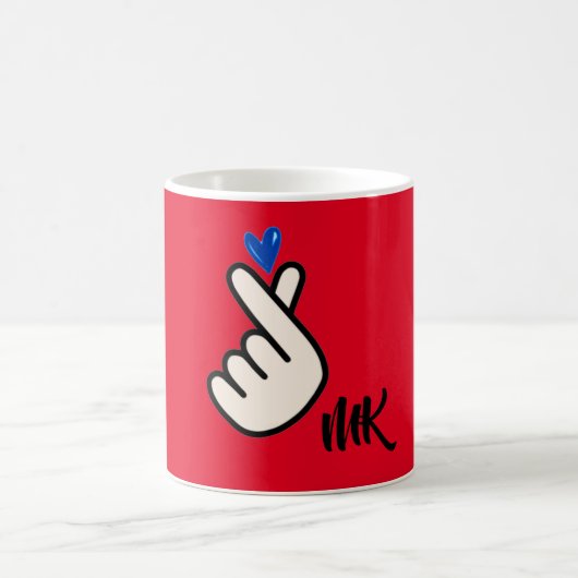 Koreaans K-pop Hand Heart Blue Red Monogram Koffiemok (Center)