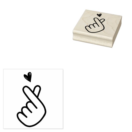 Koreaans K-pop Hand Heart Blue Red Rubberstempel (Gestempeld)