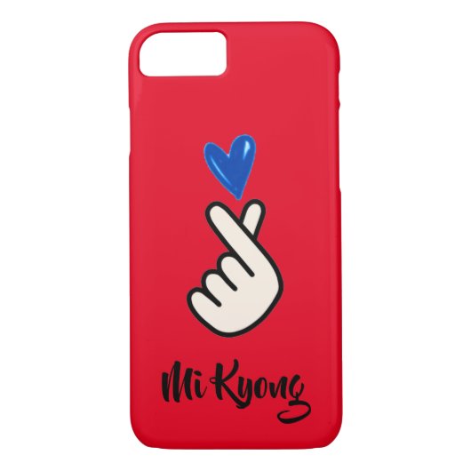 Koreaans K-pop Hand Heart Red Blue Case-Mate iPhone Case (Achterkant)