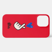 Koreaans K-pop Hand Heart Red Blue iPhone Hoesje (Achterkant horizontaal)