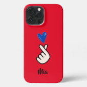 Koreaans K-pop Hand Heart Red Blue iPhone Hoesje (Achterkant)