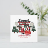 Koreaans kerstfeest en gelukkig nieuwjaar feestdagenkaart (Staand voorkant)