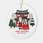 Koreaans kerstfeest en gelukkig nieuwjaar keramisch ornament (Links)