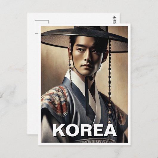 Koreaans Man Traditioneel Hanbok Briefkaart (Voorkant / Achterkant)