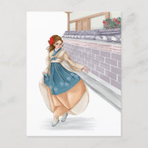 Koreaans meisje dragen hanbok post kaart