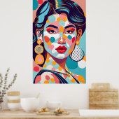 Koreaans meisje, model, met gouden oorbellen poster (Keuken)