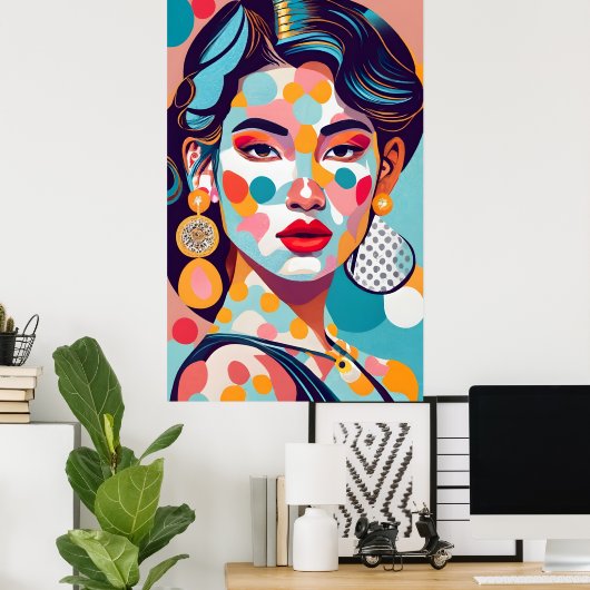 Koreaans meisje, model, met gouden oorbellen poster (Thuiskantoor)