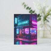 Koreaans Neon Koffiehuis LoFi Art Briefkaart (Staand voorkant)