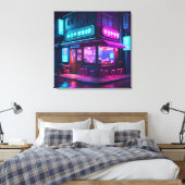 Koreaans Neon Koffiehuis LoFi Art Canvas Afdruk (Insitu (Slaapkamer))
