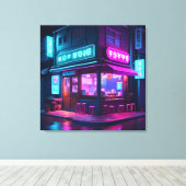 Koreaans Neon Koffiehuis LoFi Art Canvas Afdruk (Insitu (Houten vloer))