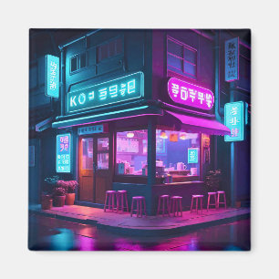 Koreaans Neon Koffiehuis LoFi Art Magneet