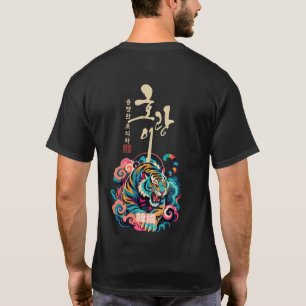 Koreaans Tijger Spirit T-Shirt, Hangul Horang Kore T-shirt