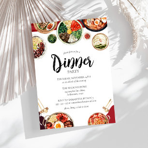 Koreaans Voedsel Thema Diner Party Kaart