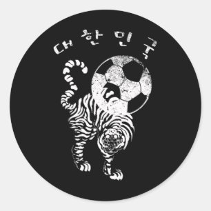 Koreaans voetbal voor het rode wereldteam ronde sticker