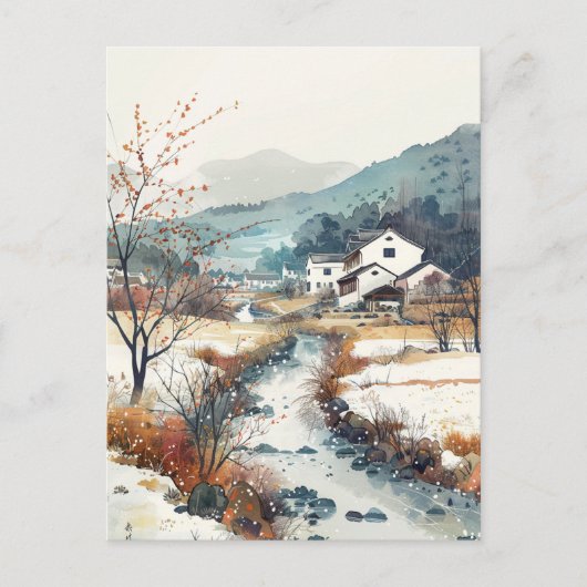 Koreaans Waterverf schilderij Briefkaart (Voorkant)