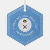 Koreaans (Zuid) Hanukkah Angel: naam Hexagon Glas Ornament (Voorkant)
