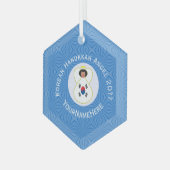 Koreaans (Zuid) Hanukkah Angel: naam Hexagon Glas Ornament (Voorkant links)