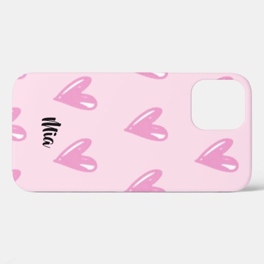 Koreaans zwart-pop roze hart Case-Mate iPhone case (Achterkant (horizontaal))