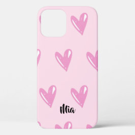 Koreaans zwart-pop roze hart Case-Mate iPhone case