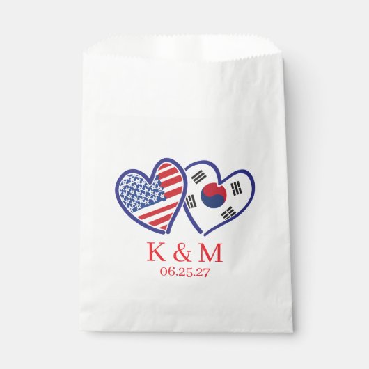 Koreaanse Amerikaanse hartvlaggen Bedankzakje (Voorkant)