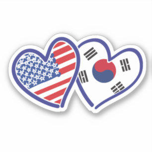 Koreaanse Amerikaanse hartvlaggen Sticker