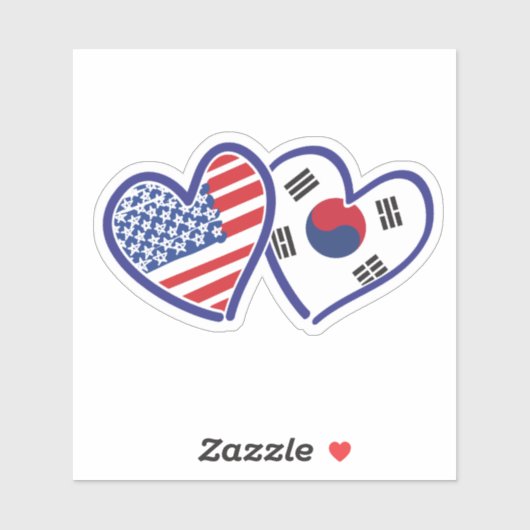 Koreaanse Amerikaanse hartvlaggen Sticker (Vel)