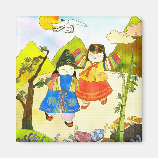 Koreaanse baby's eerste verjaardag magneet (Voorkant)