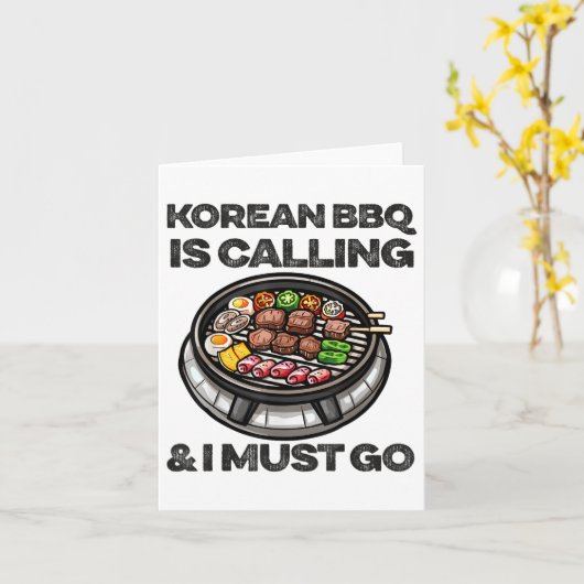 Koreaanse BBQ Grappig Koreaanse Barbecue Food Love Kaart (Gele Bloem)