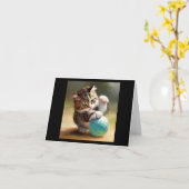 Koreaanse Bobtail Cat Kaart (Gele Bloem)