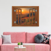 Koreaanse boeddhistische tempel faux raam Uitzicht Canvas Afdruk (Insitu (Woonkamer))