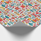 Koreaanse gekleurde doodles kpop drama modern chic cadeaupapier (Hoek)