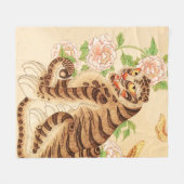 Koreaanse Gestreepte Tijger Minhwa Fleece Deken (Voorkant (Horizontaal))