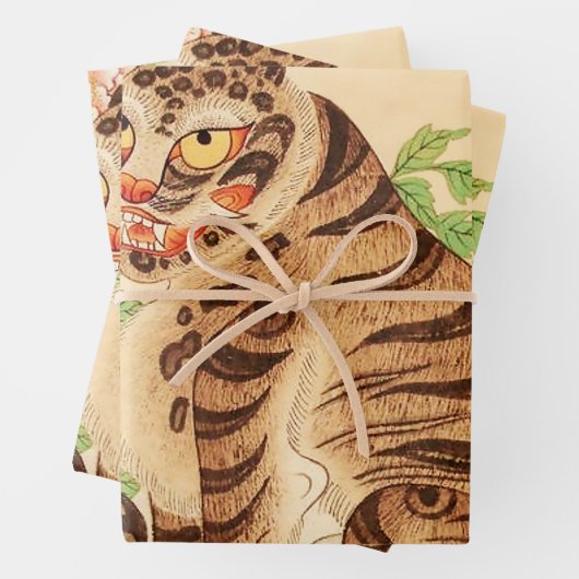 Koreaanse Gestreepte Tijger  Minhwa Inpakpapier Vel (In situ)