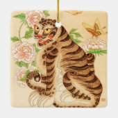 Koreaanse Gestreepte Tijger  Minhwa Keramisch Ornament (Achterkant)