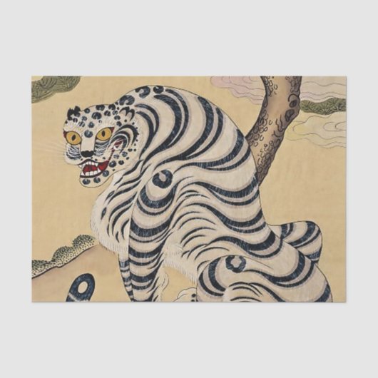 Koreaanse gestreepte tijger Minhwa Tissuepapier (Voorkant)
