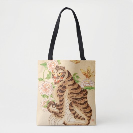 Koreaanse Gestreepte Tijger  Minhwa Tote Bag (Voorkant)
