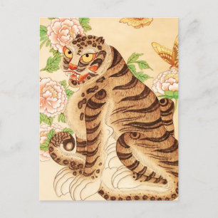 Koreaanse Gestreepte Tijger Vintage Minhwa Briefkaart