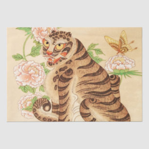 Koreaanse Gestreepte Tijger Vintage Minhwa Tissuepapier
