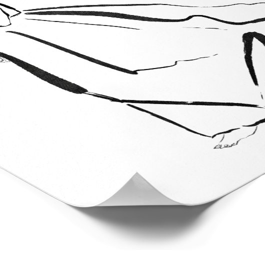 Koreaanse Hanbok vrouw met rode lint inkt Poster (Hoek)