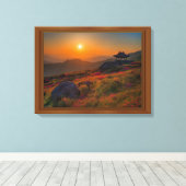 Koreaanse herfst Sunset Temple Wood Lijst Canvas Afdruk (Insitu (Houten vloer))