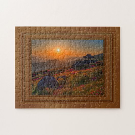 Koreaanse herfst Sunset Temple Wood Lijst Legpuzzel (Horizontaal)