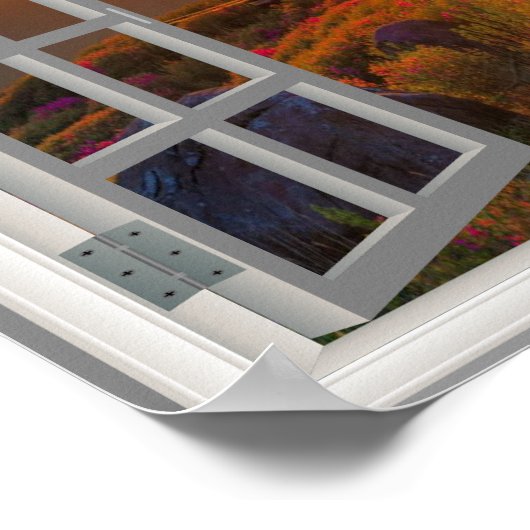 Koreaanse herfst zonsondergang Boeddhistische temp Poster (Hoek)