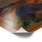 Koreaanse herfst zonsondergang tempel houten frame foto afdruk (Hoek)