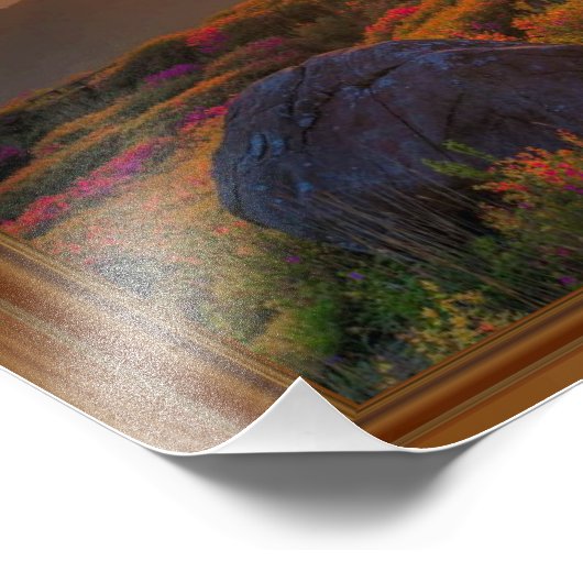 Koreaanse herfst zonsondergang tempel houten frame foto afdruk (Hoek)