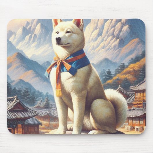  Koreaanse Jindo Illustratie Muismat (Voorkant)