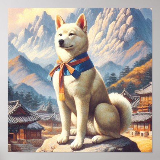  Koreaanse Jindo Illustratie Poster (Voorkant)