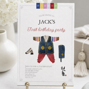 Koreaanse jongen Hanbok Dol Janchi eerste verjaard Kaart