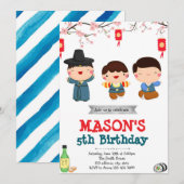 Koreaanse jongen verjaardagsfeestje uitnodiging (Voorkant / Achterkant)